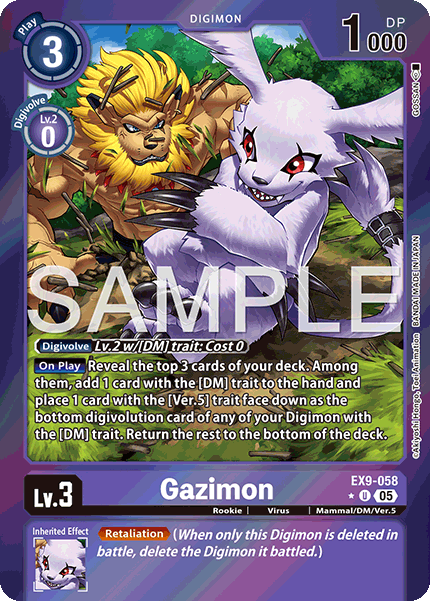 (058) Digimon TCG Versus Monsters Single: Gazimon (EX9-058) (V.2)  Alternative Art