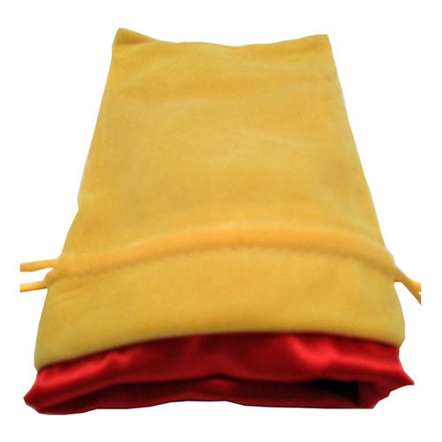 Fanroll Velvet Dice Bag with Satin Liner 4x6 - Gold w/ Red Satin
