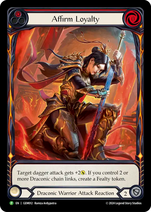 (012) Flesh & Blood TCG GEM Pack Promos Single: Affirm Loyalty (Regular)  Promo