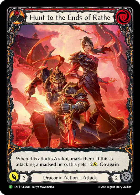 (015) Flesh & Blood TCG GEM Pack Promos Single: Hunt to the Ends of Rathe (Extended Art Rainbow Foil)  Promo