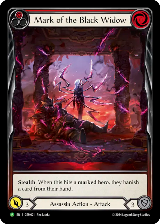 (021) Flesh & Blood TCG GEM Pack Promos Single: Mark of the Black Widow (Red) (Regular)  Promo