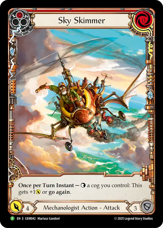 (042) Flesh & Blood TCG GEM Pack Promos Single: Sky Skimmer (Red) (Extended Art Rainbow Foil)  Promo