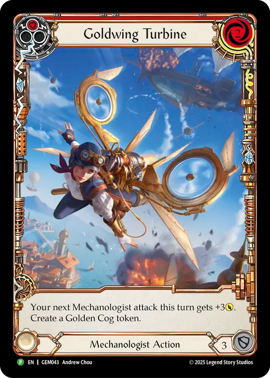 (043) Flesh & Blood TCG GEM Pack Promos Single: Goldwing Turbine (Red) (Extended Art Regular)  Promo