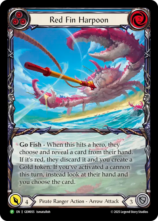 (055) Flesh & Blood TCG GEM Pack Promos Single: Red Fin Harpoon (Extended Art Regular)  Promo