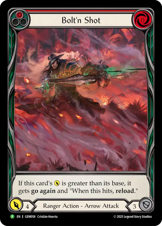 (058) Flesh & Blood TCG GEM Pack Promos Single: Bolt'n' Shot (Red) (Extended Art Regular)  Promo