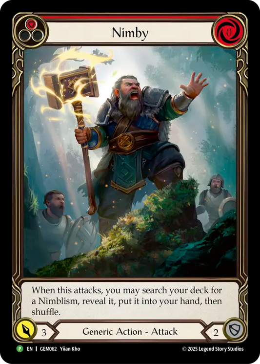 (062) Flesh & Blood TCG GEM Pack Promos Single: Nimby (Red) (Extended Art Rainbow Foil)  Promo