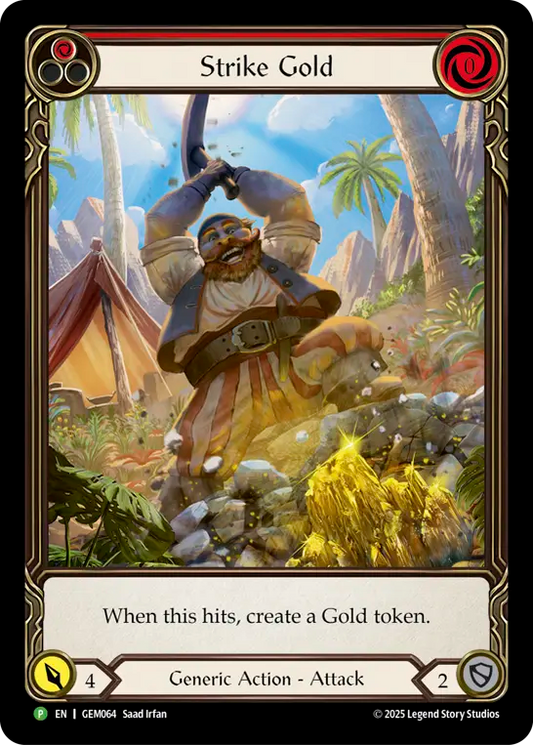 (064) Flesh & Blood TCG GEM Pack Promos Single: Strike Gold (Red) (Extended Art Regular)  Promo