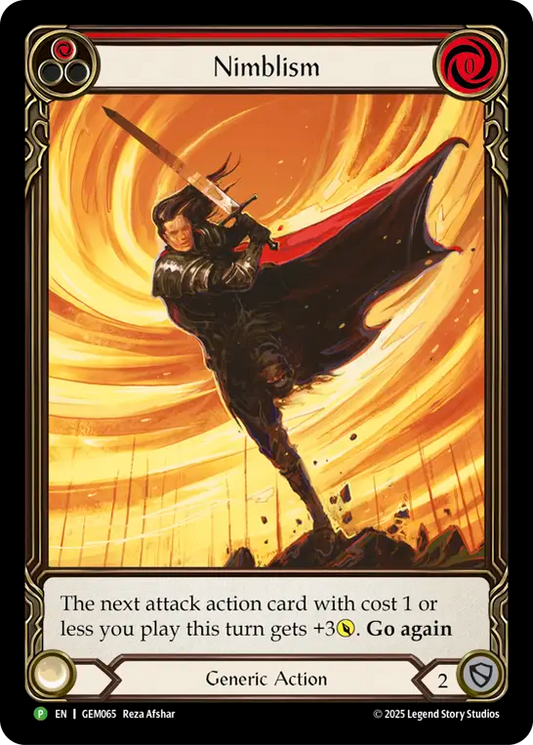 (065) Flesh & Blood TCG GEM Pack Promos Single: Nimblism (Red) (Extended Art Rainbow Foil)  Promo