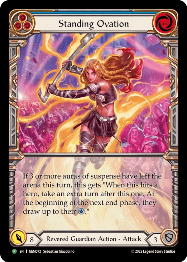 (072) Flesh & Blood TCG GEM Pack Promos Single: Standing Ovation (Extended Art Cold Foil)  Promo
