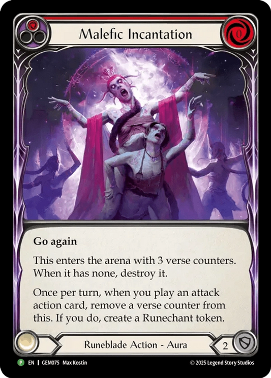 (075) Flesh & Blood TCG GEM Pack Promos Single: Malefic Incantation (Red) (Cold Foil)  Promo