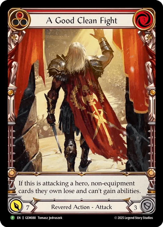 (088) Flesh & Blood TCG GEM Pack Promos Single: A Good Clean Fight (Extended Art Rainbow Foil)  Promo