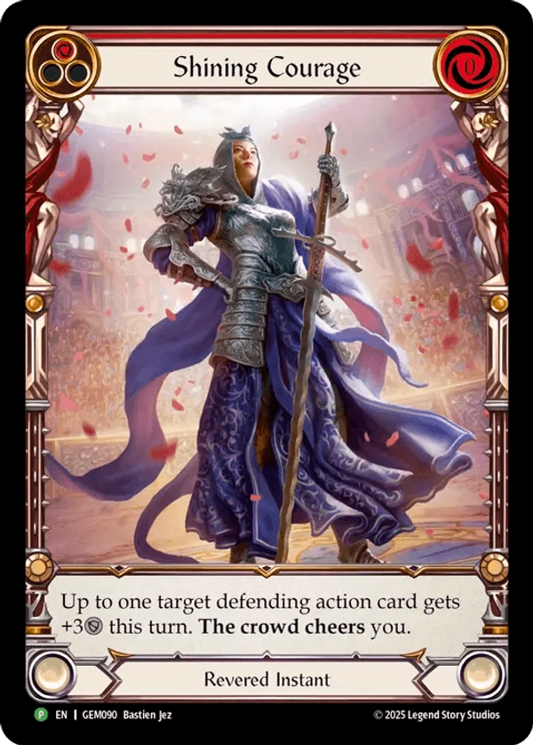 (090) Flesh & Blood TCG GEM Pack Promos Single: Shining Courage (Extended Art Regular)  Promo