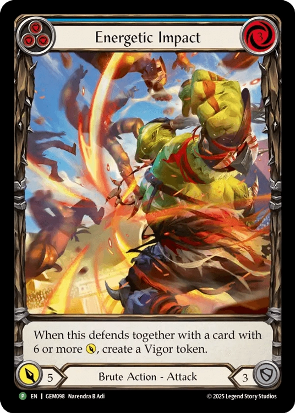 (098) Flesh & Blood TCG GEM Pack Promos Single: Energetic Impact (Extended Art Regular)  Promo