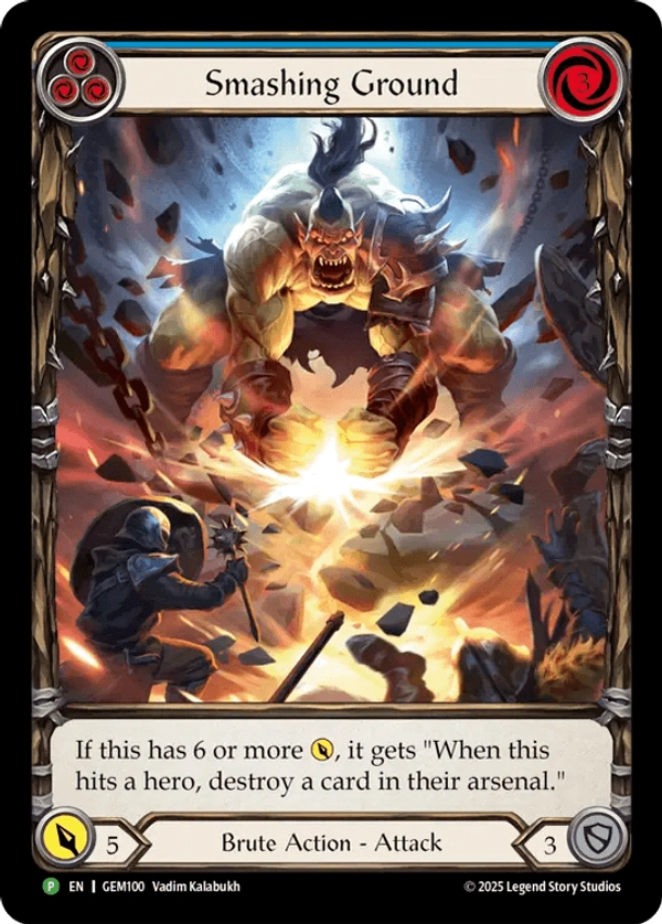 (100) Flesh & Blood TCG GEM Pack Promos Single: Smashing Ground (Extended Art Rainbow Foil)  Promo