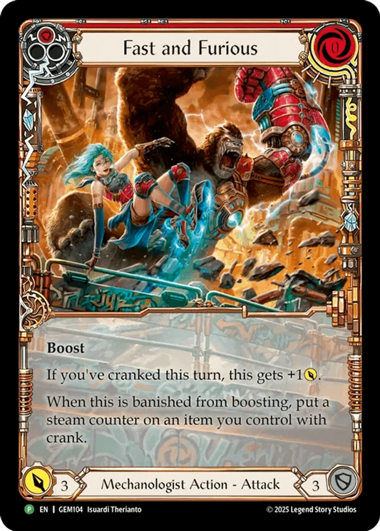 (104) Flesh & Blood TCG GEM Pack Promos Single: Fast and Furious (Extended Art Rainbow Foil)  Promo