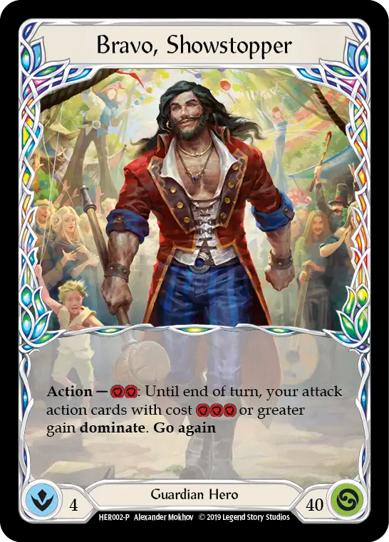 (002) Flesh & Blood TCG Hero Promos Single: Bravo, Showstopper (Cold Foil)  Promo