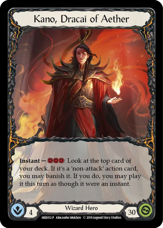 (012) Flesh & Blood TCG Hero Promos Single: Kano, Dracai of Aether (Cold Foil)  Promo
