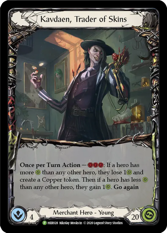 (028) Flesh & Blood TCG Hero Promos Single: Kavdaen, Trader of Skins (Cold Foil)  Promo