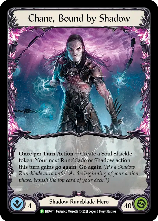 (041) Flesh & Blood TCG Hero Promos Single: Chane, Bound by Shadow (Rainbow Foil)  Promo