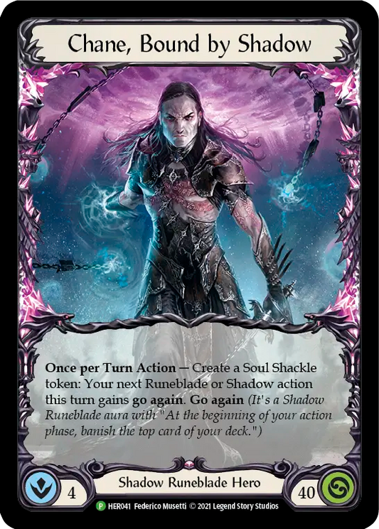 (041) Flesh & Blood TCG Hero Promos Single: Chane, Bound by Shadow (Rainbow Foil)  Promo