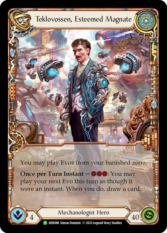 (088) Flesh & Blood TCG Hero Promos Single: Teklovossen, Esteemed Magnate (Cold Foil)  Promo