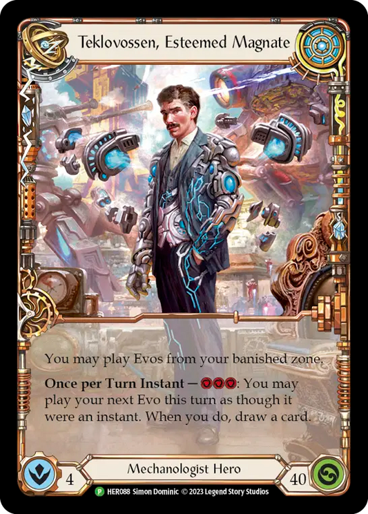 (088) Flesh & Blood TCG Hero Promos Single: Teklovossen, Esteemed Magnate (Cold Foil)  Promo