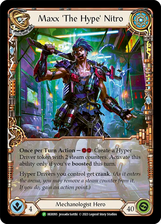 (095) Flesh & Blood TCG Hero Promos Single: Maxx 'The Hype' Nitro (Rainbow Foil)  Promo