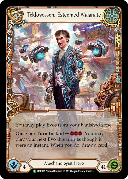 (096) Flesh & Blood TCG Hero Promos Single: Teklovossen, Esteemed Magnate (Rainbow Foil)  Promo