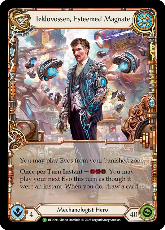 (096) Flesh & Blood TCG Hero Promos Single: Teklovossen, Esteemed Magnate (Rainbow Foil)  Promo