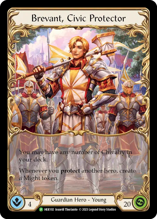 (102) Flesh & Blood TCG Hero Promos Single: Brevant, Civic Protector (Cold Foil)  Promo