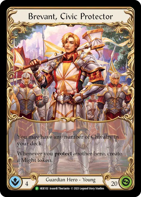 (102) Flesh & Blood TCG Hero Promos Single: Brevant, Civic Protector (Cold Foil)  Promo