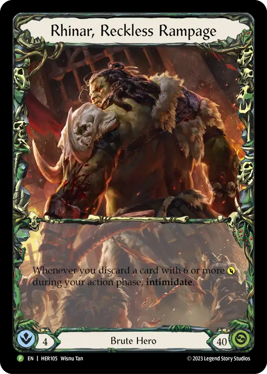 (105) Flesh & Blood TCG Hero Promos Single: Rhinar, Reckless Rampage (Alternate Art Rainbow Foil)  Promo
