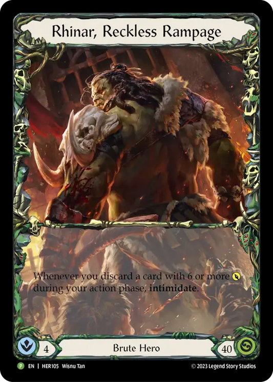 (105) Flesh & Blood TCG Hero Promos Single: Rhinar, Reckless Rampage (Alternate Art Rainbow Foil)  Promo