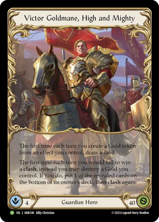 (106) Flesh & Blood TCG Hero Promos Single: Victor Goldmane, High and Mighty (Rainbow Foil)  Promo
