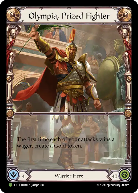 (107) Flesh & Blood TCG Hero Promos Single: Olympia, Prized Fighter (Rainbow Foil)  Promo