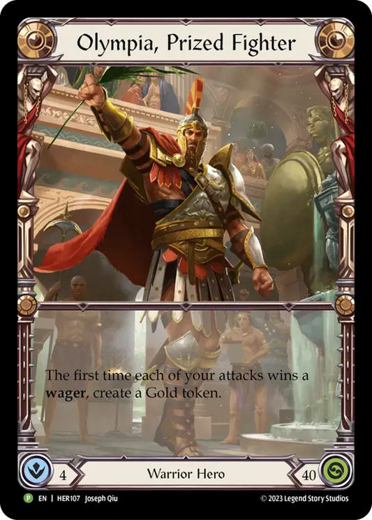 (107) Flesh & Blood TCG Hero Promos Single: Olympia, Prized Fighter (Rainbow Foil)  Promo