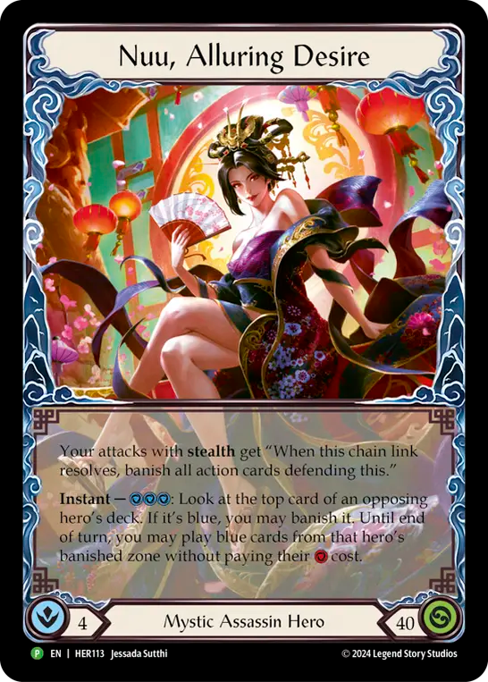 (113) Flesh & Blood TCG Hero Promos Single: Nuu, Alluring Desire (Rainbow Foil)  Promo