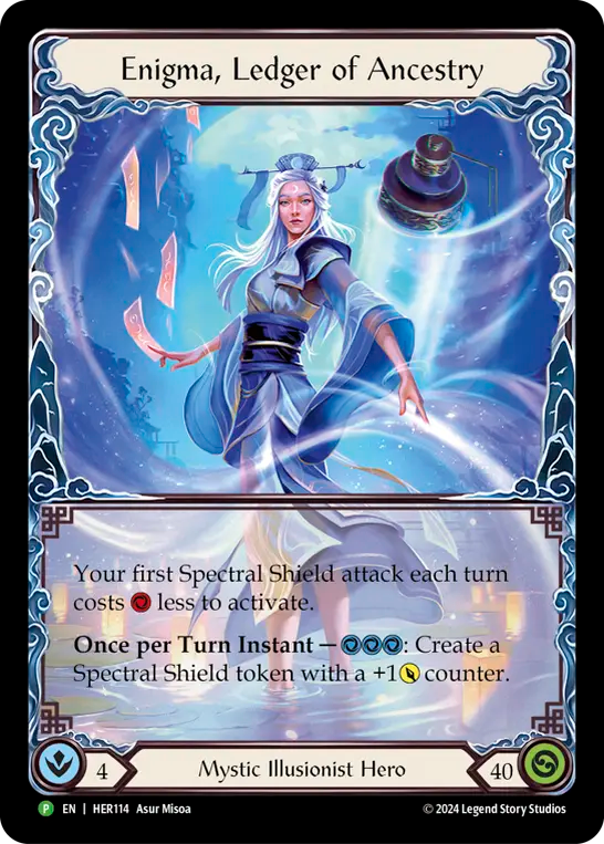(114) Flesh & Blood TCG Hero Promos Single: Enigma, Ledger of Ancestry (Rainbow Foil)  Promo