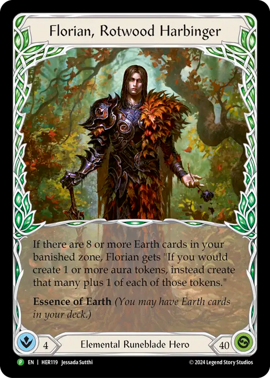 (119) Flesh & Blood TCG Hero Promos Single: Florian, Rotwood Harbinger (Rainbow Foil)  Promo