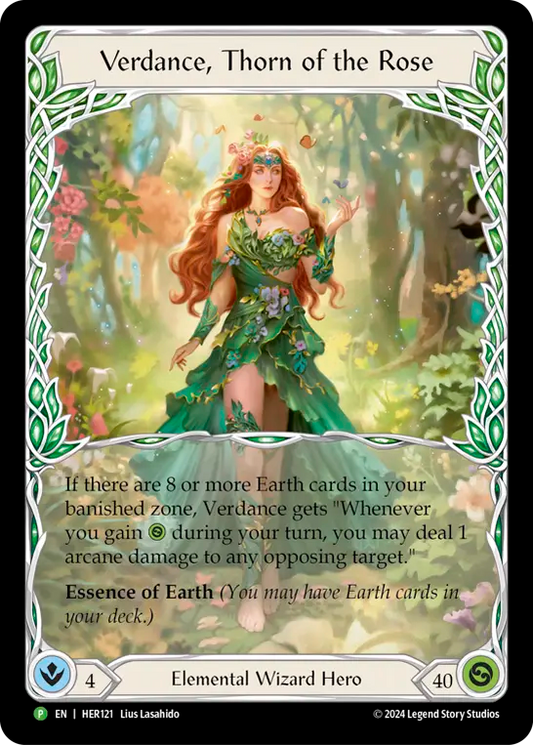 (121) Flesh & Blood TCG Hero Promos Single: Verdance, Thorn of the Rose (Rainbow Foil)  Promo