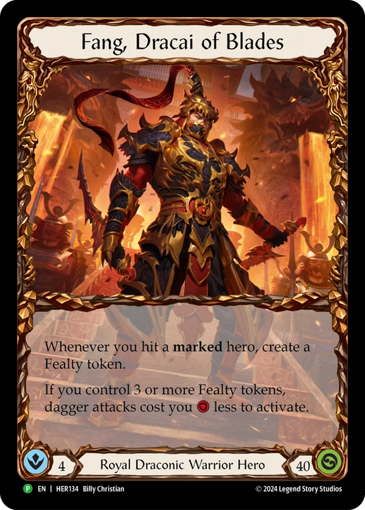 (134) Flesh & Blood TCG Hero Promos Single: Fang, Dracai of Blades (Extended Art Rainbow Foil)  Promo