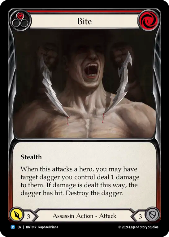 (HNT017) Flesh & Blood TCG The Hunted Single: Bite (Red) (Rainbow Foil)  Rare