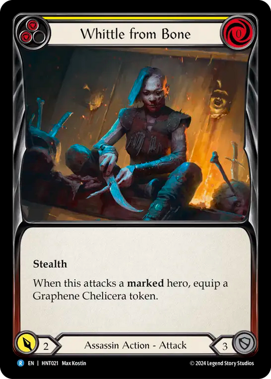 (HNT021) Flesh & Blood TCG The Hunted Single: Whittle from Bone (Yellow) (Rainbow Foil)  Rare