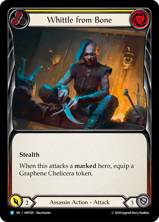 (HNT021) Flesh & Blood TCG The Hunted Single: Whittle from Bone (Yellow) (Regular)  Rare