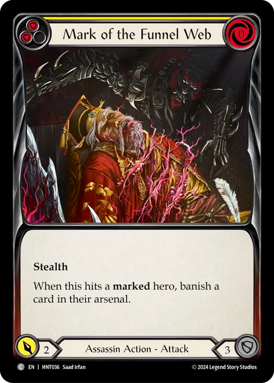 (HNT036) Flesh & Blood TCG The Hunted Single: Mark of the Funnel Web (Yellow) (Rainbow Foil)  Common