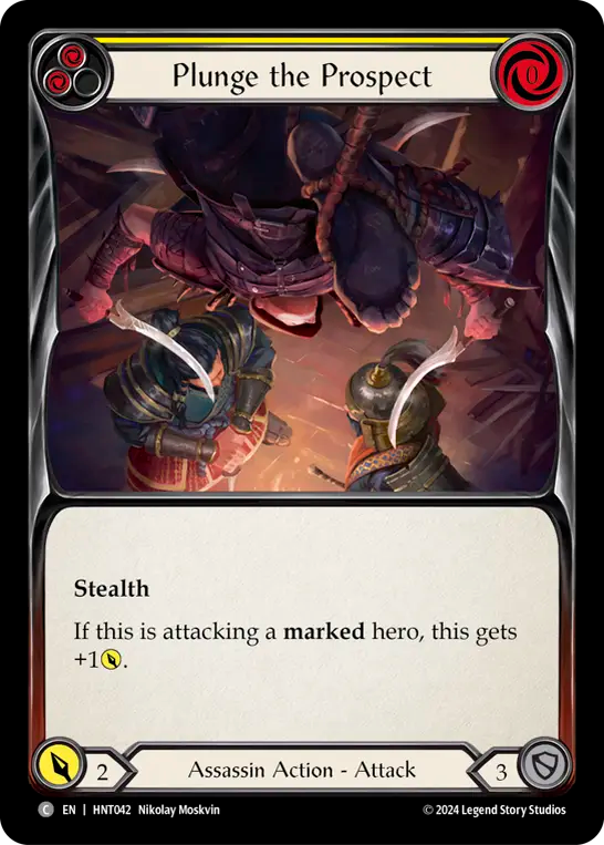 (HNT042) Flesh & Blood TCG The Hunted Single: Plunge the Prospect (Yellow) (Regular)  Common