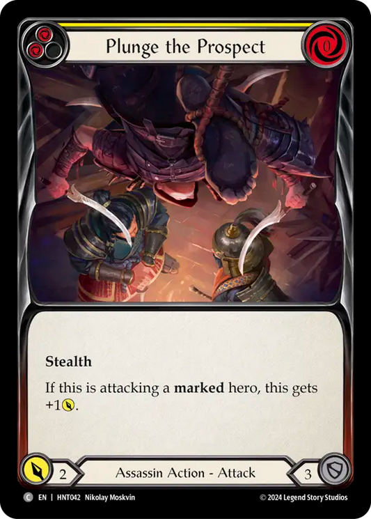 (HNT042) Flesh & Blood TCG The Hunted Single: Plunge the Prospect (Yellow) (Rainbow Foil)  Common