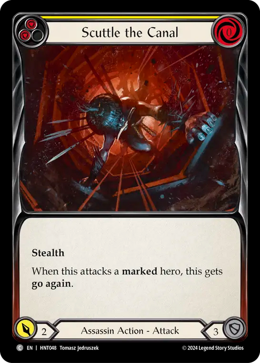 (HNT048) Flesh & Blood TCG The Hunted Single: Scuttle the Canal (Yellow) (Rainbow Foil)  Common