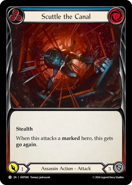 (HNT049) Flesh & Blood TCG The Hunted Single: Scuttle the Canal (Blue) (Rainbow Foil)  Common