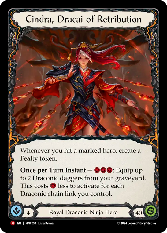(HNT054) Flesh & Blood TCG The Hunted Single: Cindra, Dracai of Retribution (Regular)  Majestic